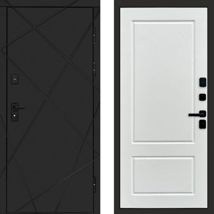 Входная дверь Termo-door Лучи BLACK Марсель Белый Софт