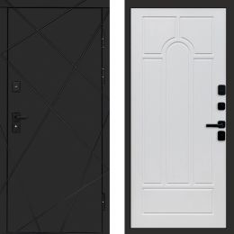 Входная дверь Termo-door Лучи BLACK Блэк Арка белое дерево