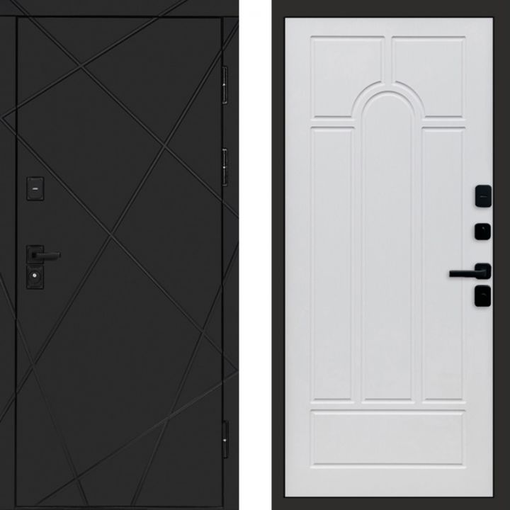 Входная дверь Termo-door Лучи BLACK Блэк Арка белое дерево