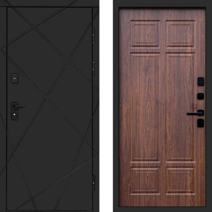 Входная дверь Termo-door Лучи BLACK Блэк Орех премиум