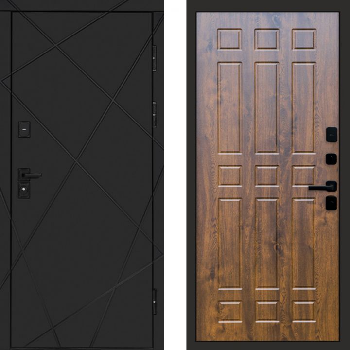 Входная дверь Termo-door Лучи BLACK Блэк Спарта дуб
