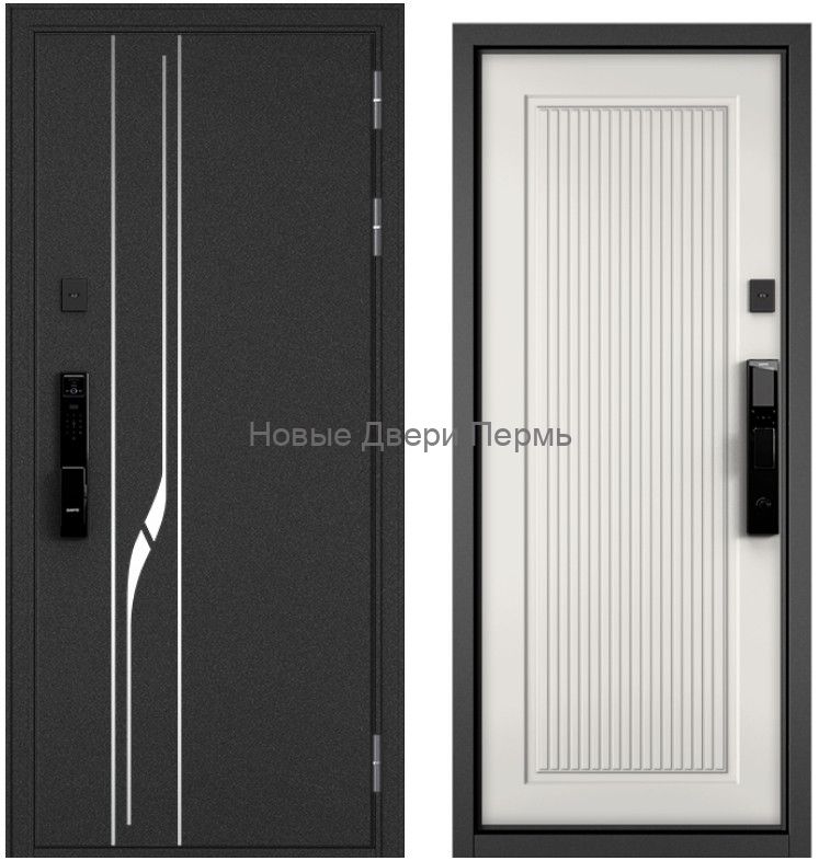 Входная дверь Mastino CITY MAX IQ  МР антрацит букле D-21/МДФ с ПВХ пленкой  с электронным замком