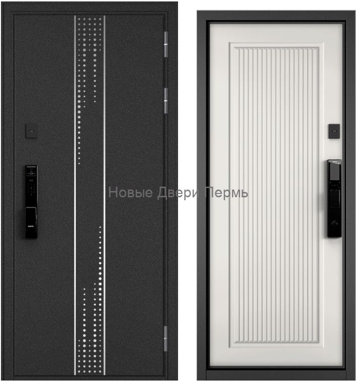 Входная дверь Mastino CITY MAX IQ  МР антрацит букле D-22/МДФ с ПВХ пленкой  с электронным замком