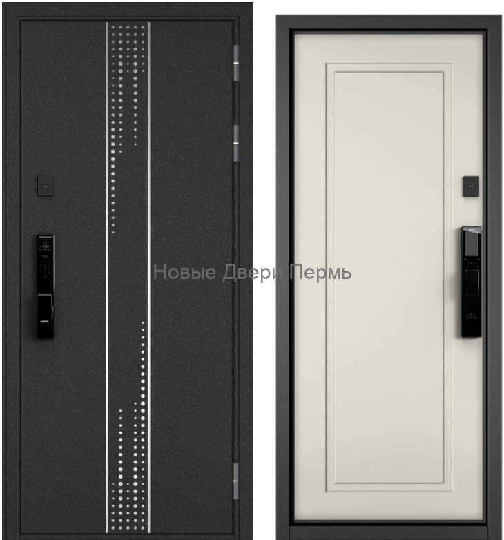 Входная дверь Mastino CITY MAX IQ  МР антрацит букле D-22/МДФ с ПВХ пленкой  с электронным замком