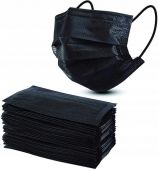 Маска трехслойная на резинке 50 штук черная