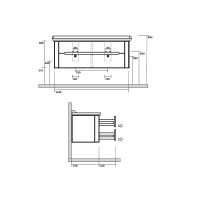 Тумба под раковину Kerasan Waldorf 925446 150Х55 с ящиками схема 4