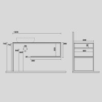 Консоль Kerasan Louise 9332k5 140Х74 с полкой схема 2
