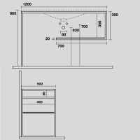 Консоль Kerasan Shape 9333K3 122Х52 с полкой схема 2