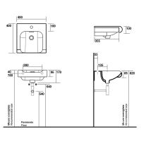 Тумба с раковиной Kerasan Inka project 911001 40Х37 с ящиком схема 2