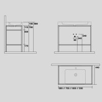 Консоль Kerasan Cento 924131 Nero matt 60Х45 с полкой схема 4