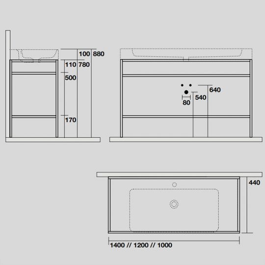 Консоль с раковиной Kerasan Cento 924031 50Х40 с полкой схема 6