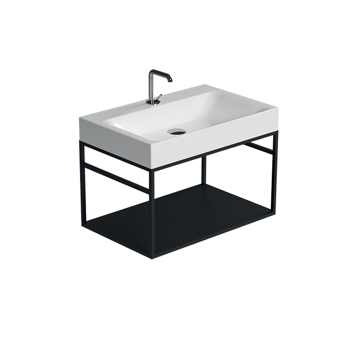 Консоль Kerasan Cento 924931 Nero matt 70Х45 с полкой