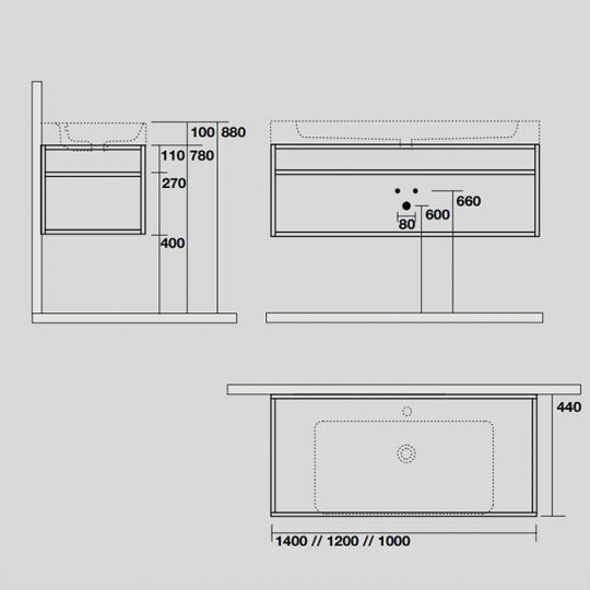 Консоль Kerasan Cento 924931 Nero matt 70Х45 с полкой схема 8