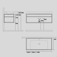 Консоль Kerasan Cento 924931 Nero matt 70Х45 с полкой схема 10