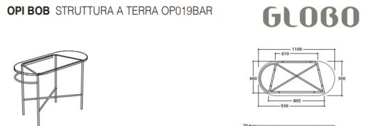 Столешница Globo Bob OP002BBR 110Х25 схема 4