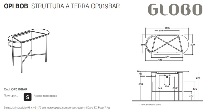 Консоль Globo Bob OP019BAR 98Х46 ФОТО