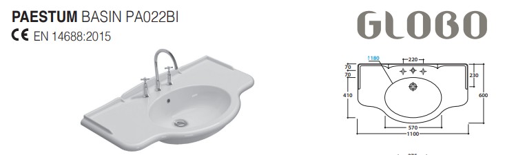 Накладная раковина Globo Paestum PA022.BI*1 ФОТО