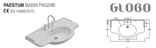 Накладная раковина Globo Paestum PA022.BI*1 схема 5