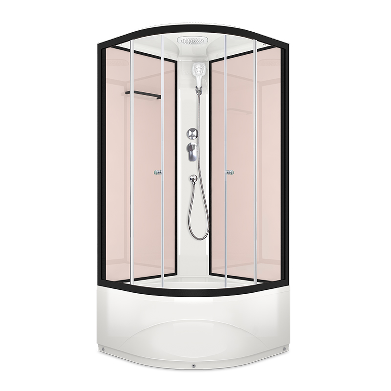 Душевая кабина Domani-SPA Delight Slim 88 high Pink cappuccino 80х80 высокий поддон, прозрачное стекло, черн.проф. DS01DS88HPcCl00.Gt-Black