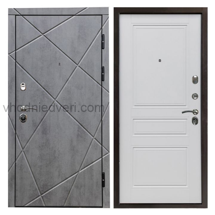 Входная дверь Termo-door Лучи Бетон - Классик Белый софт