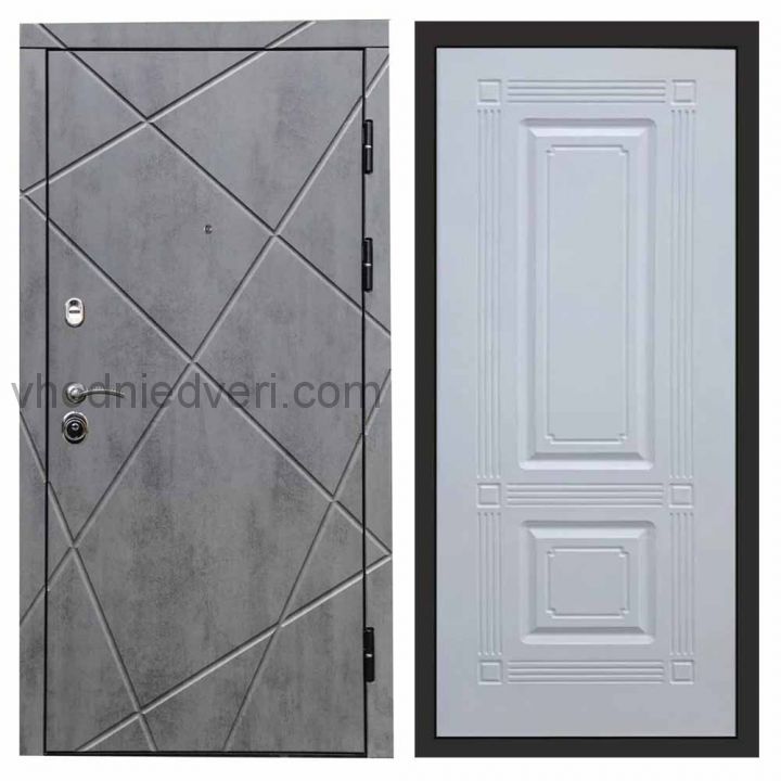 Входная дверь Termo-door Лучи Бетон - Мадрид Белый софт