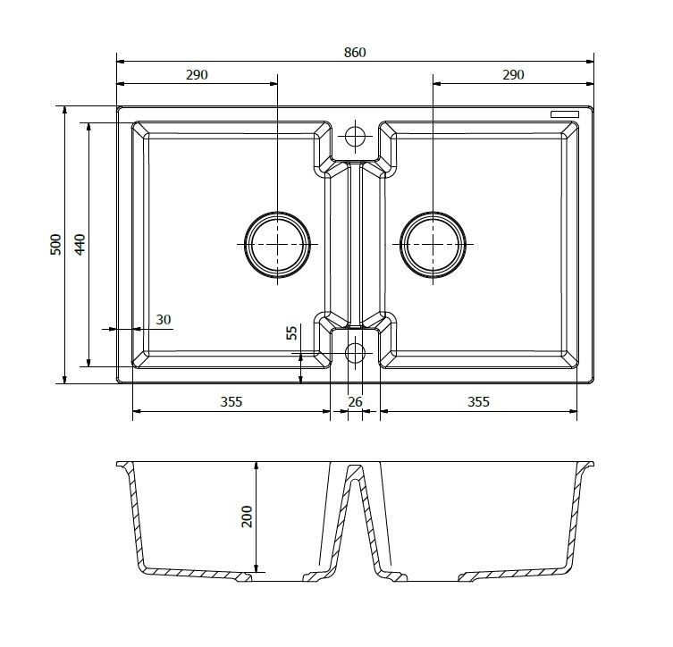 Двойная Мойка Reginox REGI GRANITE Amsterdam 20 86х50 см ФОТО