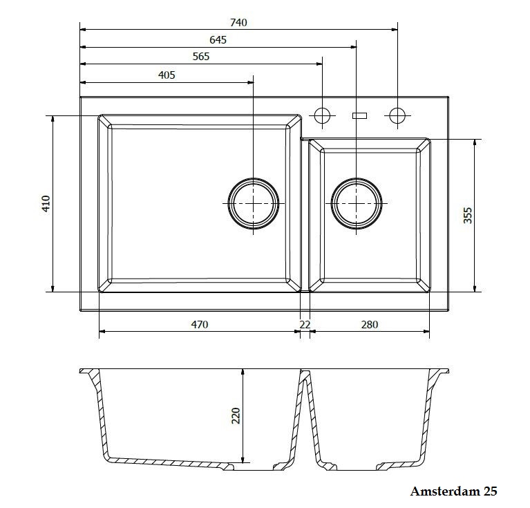 Двойная Мойка Reginox REGI GRANITE Amsterdam 25 85х49 см ФОТО