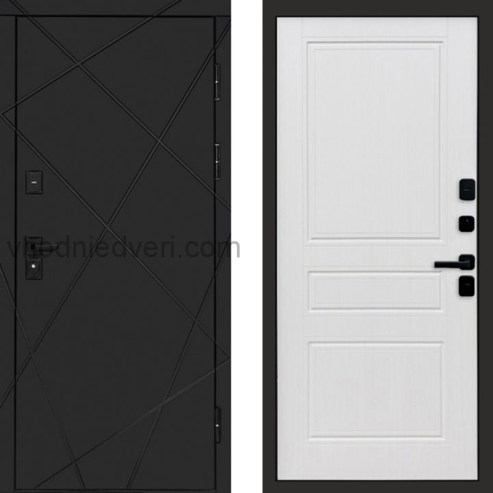 Входная дверь Termo-door Лучи Black - Классика Белое дерево