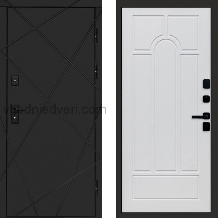 Входная дверь Termo-door Лучи Black - Арка Белое дерево