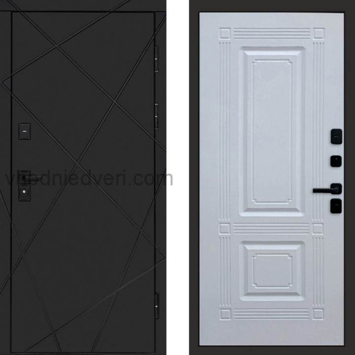 Входная дверь Termo-door Лучи Black - Мадрид Белый софт