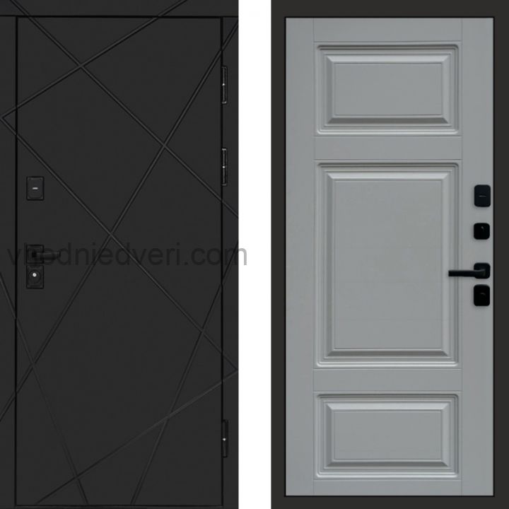 Входная дверь Termo-door Лучи Black - Лион Грей софт