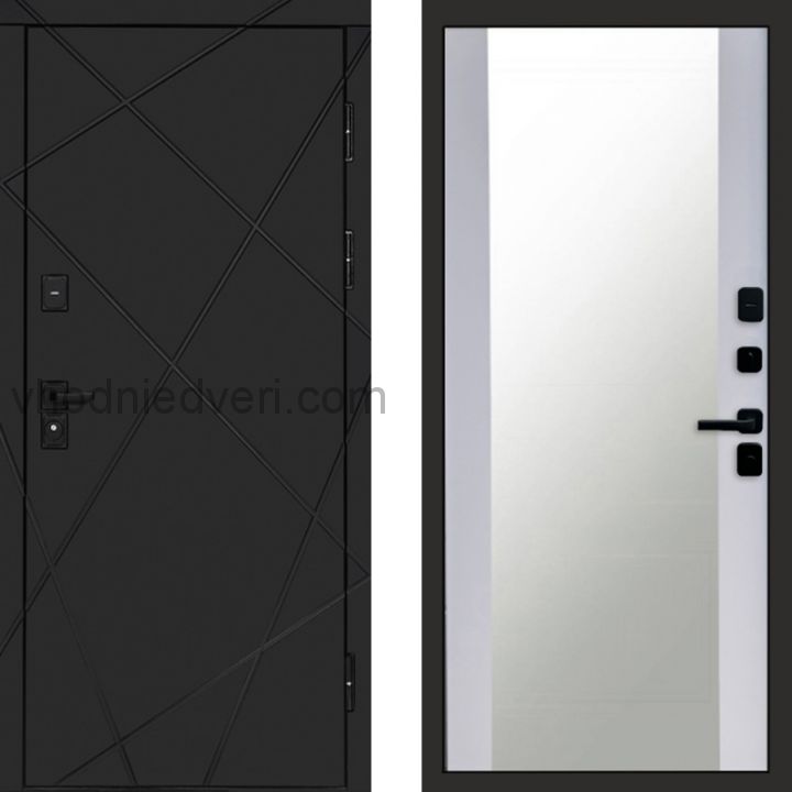 Входная дверь Termo-door Лучи Black - Зеркало Белый софт