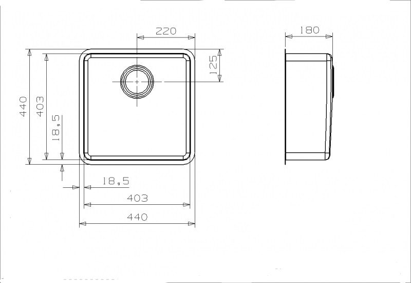 Квадратная мойка Reginox ELITE Ohio L 40х40 Cuadrat 44х44 см ФОТО