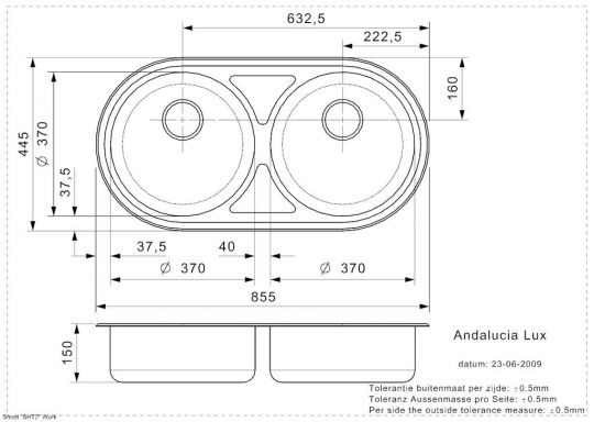 Мойка двойная из нержавеющей стали Reginox COMFORT Andalucia R 86х45 см схема 2 Мойка двойная из нержавеющей стали Reginox COMFORT Andalucia R 86х45 см схема 2