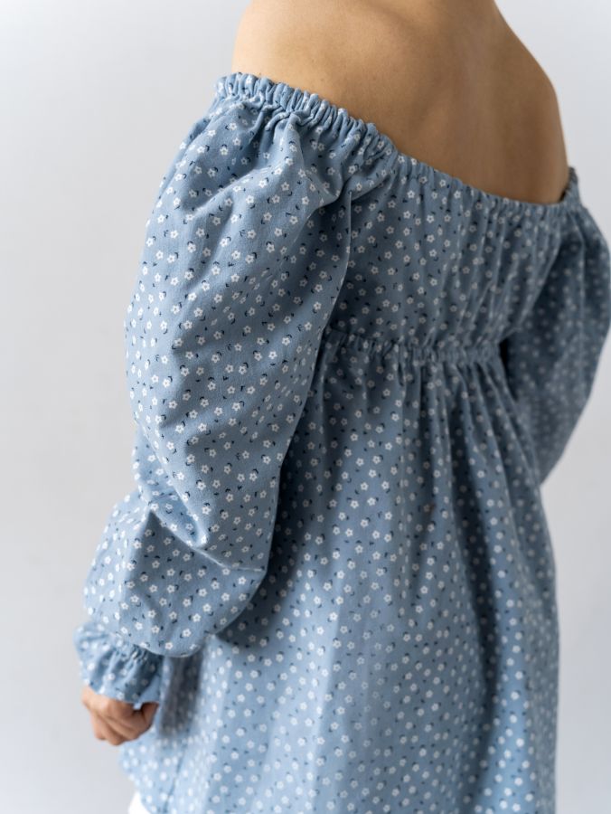 Платье Fieno голубое с ромашками