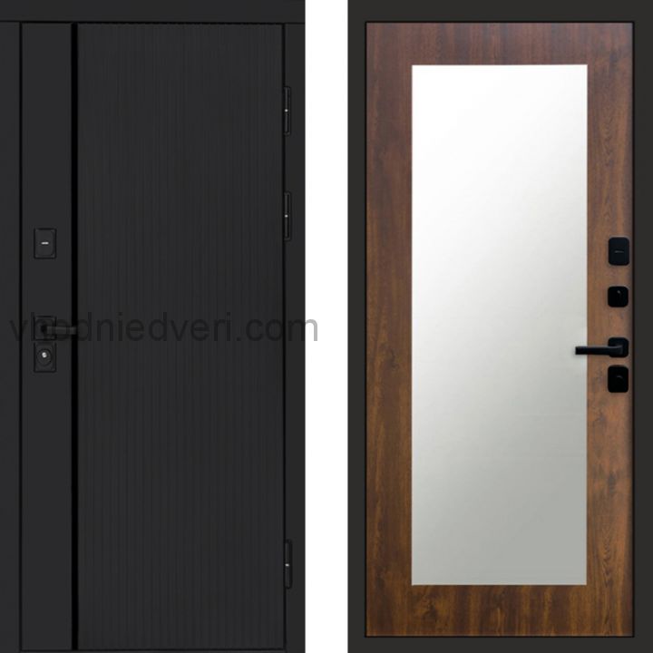 Входная дверь Termo-door Урбан Black - Зеркало триумф Дуб