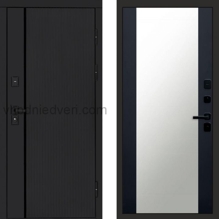 Входная дверь Termo-door Урбан Black - Зеркало Черный кварц+тонировка