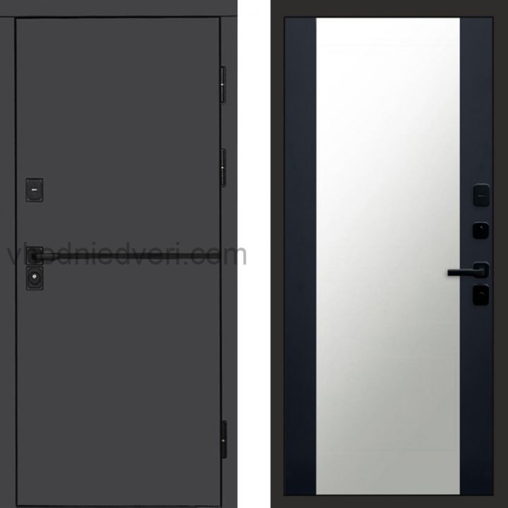 Входная дверь Termo-door Тренд Графит - Зеркало Черный кварц+тонировка
