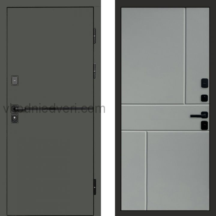 Входная дверь Termo-door Тренд Грин - Горизонт Грей софт