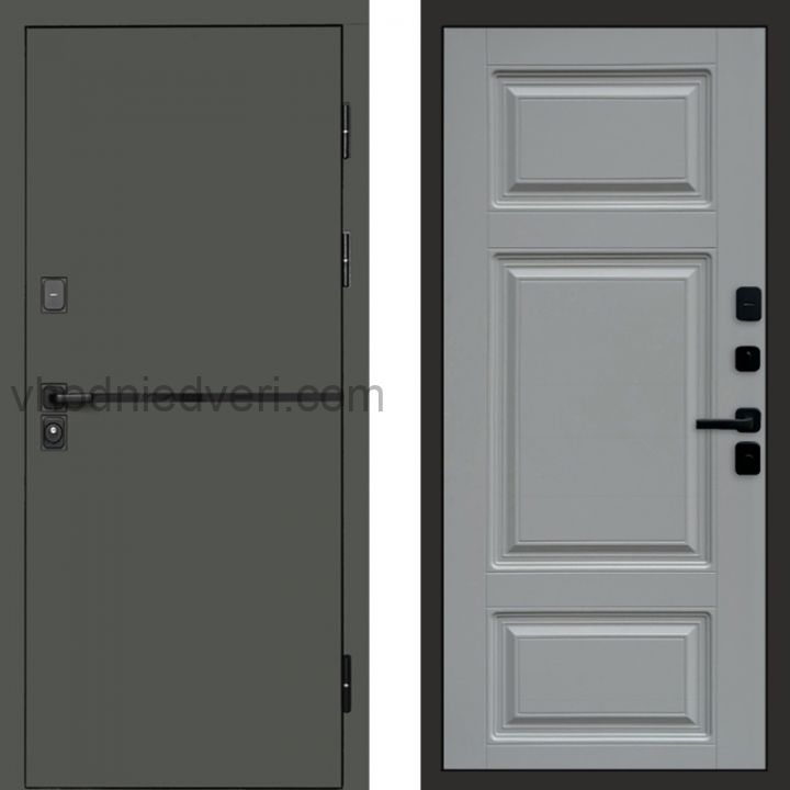Входная дверь Termo-door Тренд Грин - Лион Грей софт