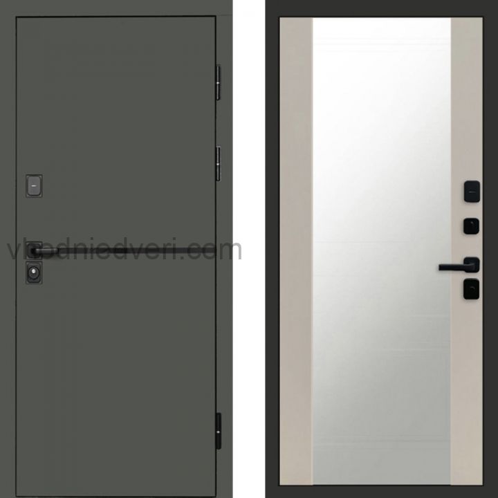 Входная дверь Termo-door Тренд Грин - Зеркало Слоновая кость