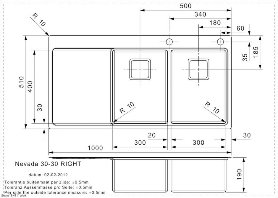 Мойка Reginox ELITE Nevada L 30x30 Right 100х51 см ФОТО