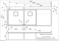 Мойка Reginox ELITE Nevada L 40x30 (left) 116х51 см схема 2