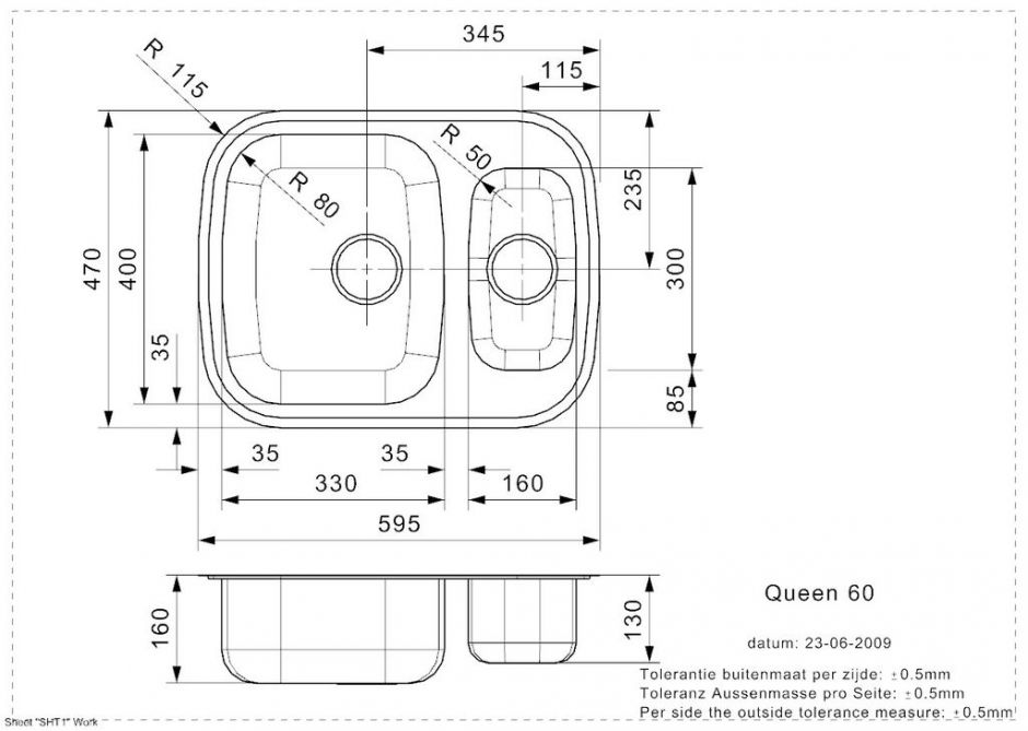 Мойка Reginox ELITE Queen L60* (реверсивная) 60х47 см ФОТО