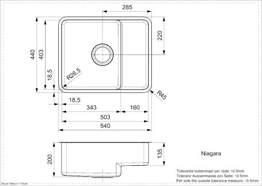 Мойка Reginox Niagara by PITT L 3,5" с коландером, черной крышкой и черной стальной решёткой на дно 54х44 см схема 2