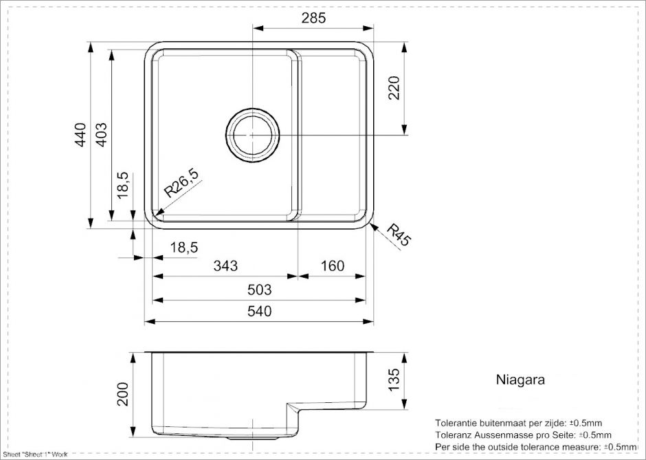 Мойка Reginox Niagara L 3,5" с коландером, крышкой  и стальной решёткой на дно 54х44 см ФОТО