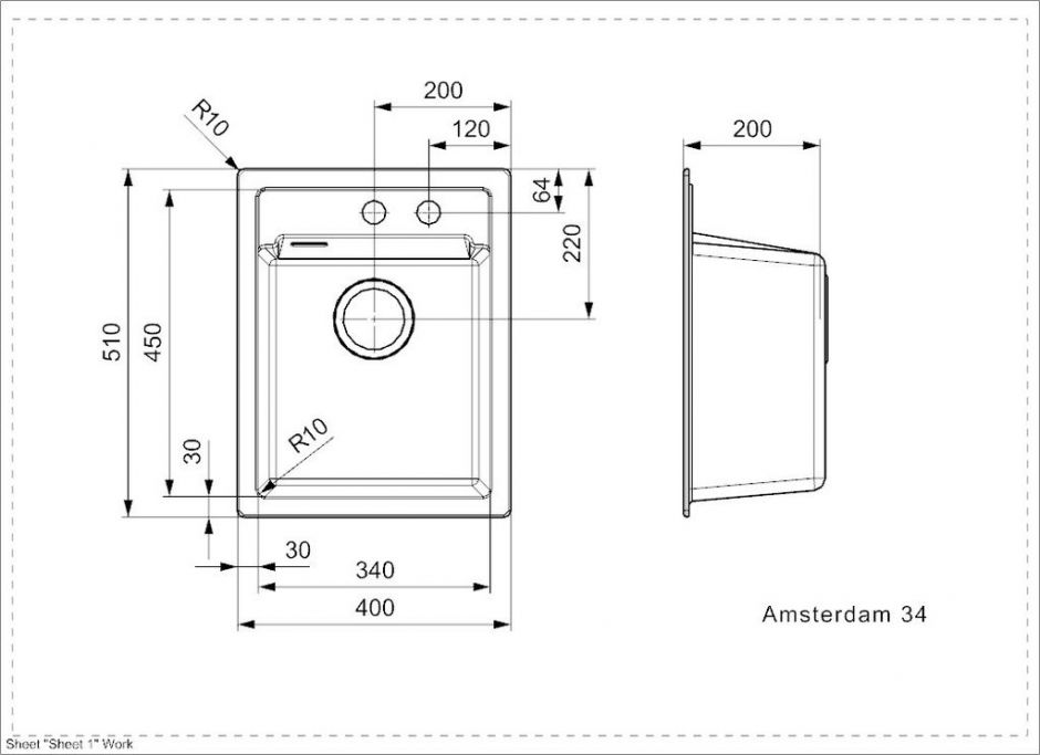 Мойка Reginox REGI GRANITE Amsterdam 34 40х51 см ФОТО