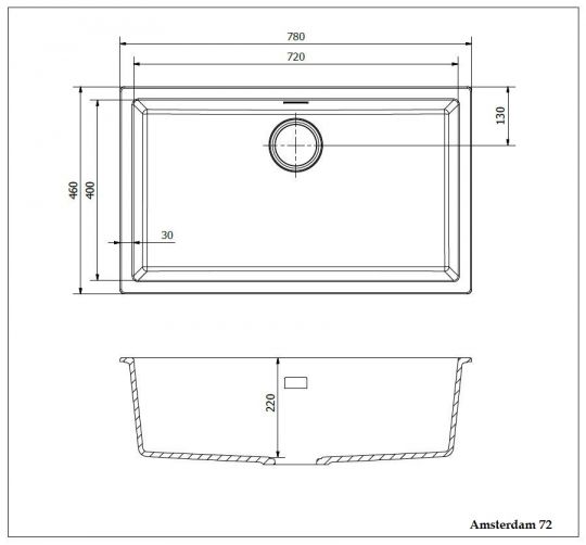 Мойка Reginox REGI GRANITE Amsterdam 72 78х46 см схема 2 Мойка Reginox REGI GRANITE Amsterdam 72 78х46 см схема 2