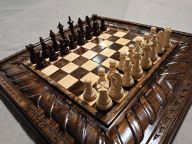 Шахматы + нарды резные «Удача» 50