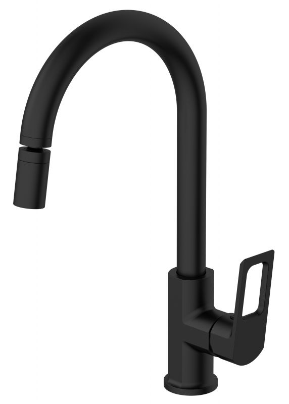 Смеситель VODA Surf Black для кухни с аэратором на шарнире, R-излив, SF519BAR